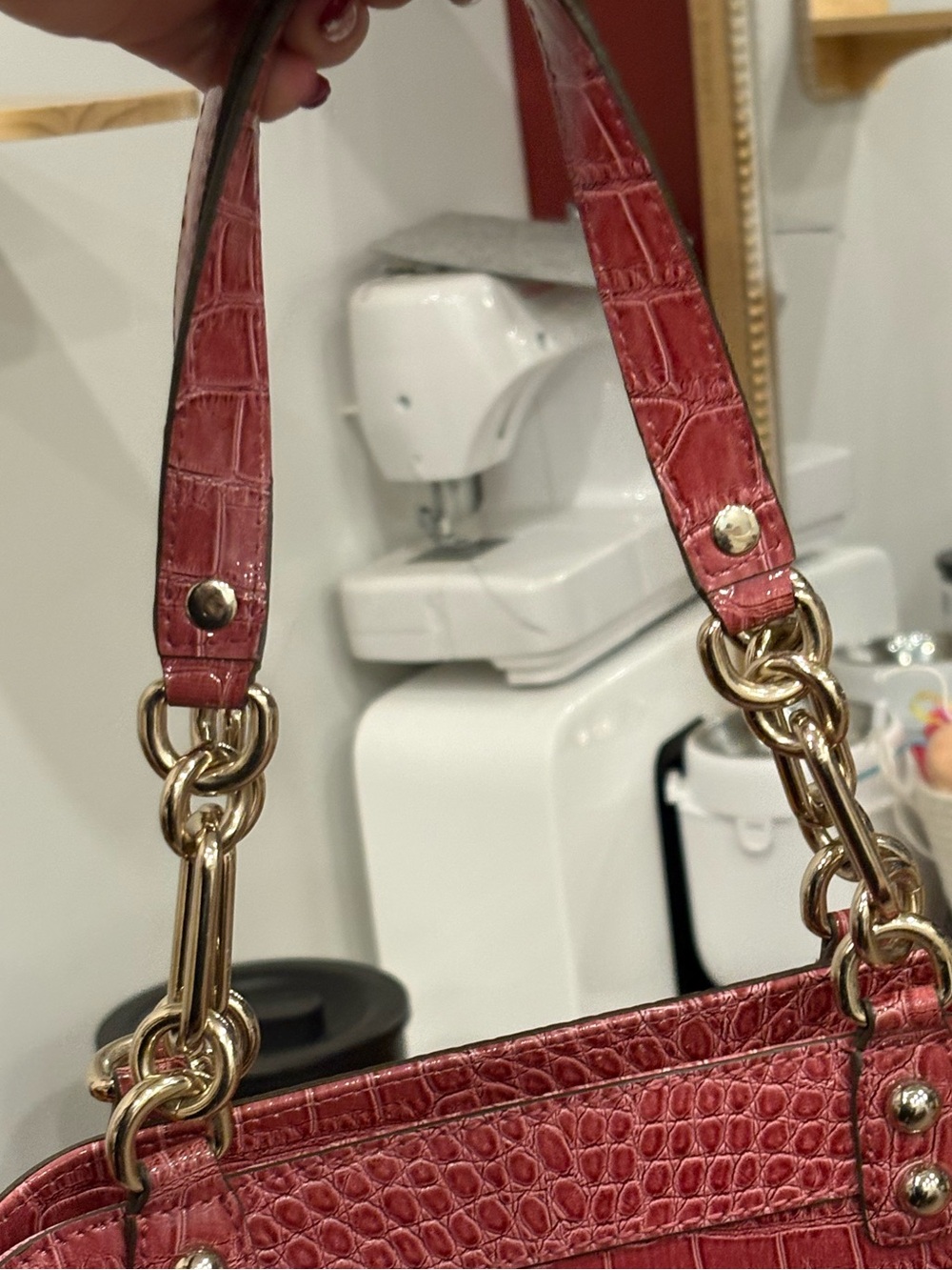 Guess | Raspberry Snake Skin Leather Purse | Large - Picture 6 of 8